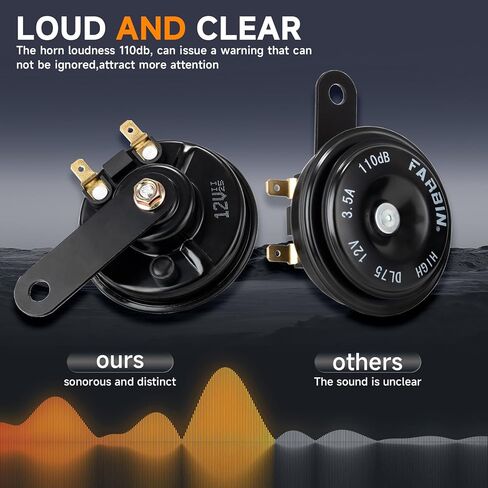 Farbin Car Horn 12V دراجة نارية مضغوطة القرن 110 ديسيبل مقاوم للماء عالية ونغمة الأبواق الكهربائية العالمية للدراجات النارية ركاب السيارة على الطرق الوعرة على الطرق الوعرة. in Saudi Arabia