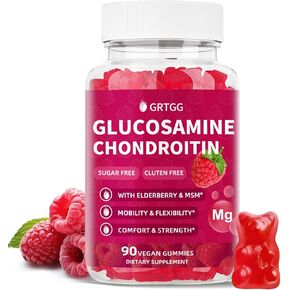 Glucosamine Chondroitin Gummies with MSM & Elderberry Extra Strength 3000MG - Joint Support, Antioxidant Immune Support Supplement for Adults, Men & Women - 90 Raspberry Gummies in Saudi Arabia