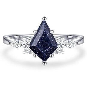 خواتم الأحجار الكريمة الطبيعية خواتم الخطبة الفضية للنساء للنساء Kite Cut Lazuli Wedding Rings LaziS Lazuli Promise Gift for Valentine's Day Size 5-9 in Kuwait