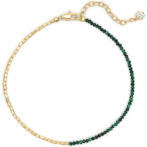 Osiana Gemstone Anklet للنساء ، 14K Gold Plated Half Beads Design Natural Stone Boho Jewely Mindmade Jewelry in Kuwait