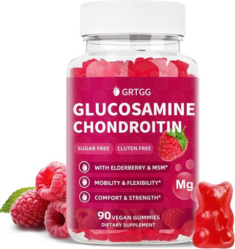 Glucosamine chondroitin Gummies مع MSM & Elderberry Extra Strength 3000mg - دعم مشترك ، مكمل دعم المناعة المضاد للأكسدة للبالغين والنساء - 90 Raspberry Gummies in Saudi Arabia