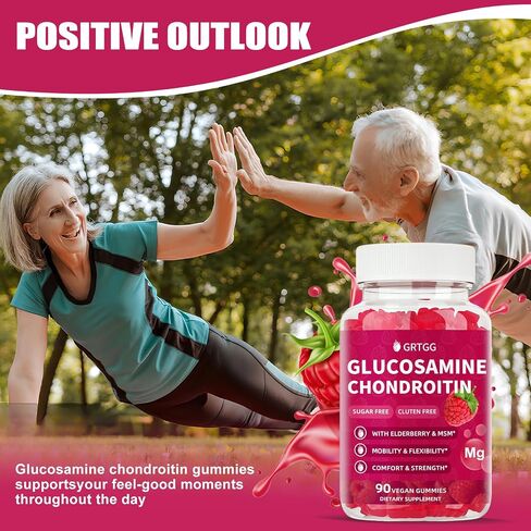 Glucosamine chondroitin Gummies مع MSM & Elderberry Extra Strength 3000mg - دعم مشترك ، مكمل دعم المناعة المضاد للأكسدة للبالغين والنساء - 90 Raspberry Gummies in Saudi Arabia
