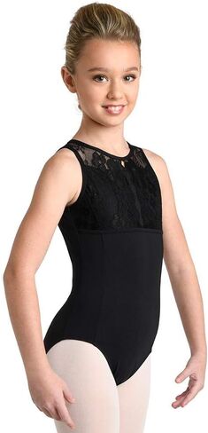 DANZNMOTION Tank Style High Neck Lace Leotard in Saudi Arabia