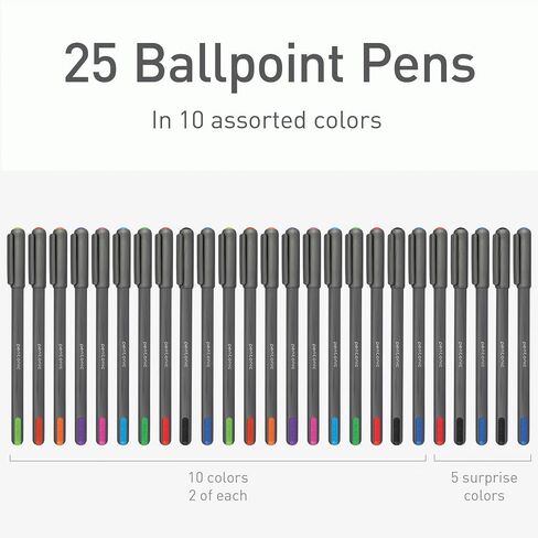 Pentonic Ballpoint Pens, 25 Count, Black, Red & Blue Colored Ink, 0.7 mm Fine Point, Smooth Writing For Journaling & Note Taking (PEN12126) in Saudi Arabia