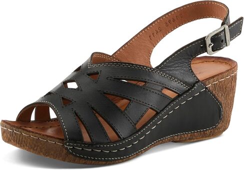 Spring Step Women's Cathy Buckle أسافين - جلدية متميزة ، تصميم لقطات ليزر ، رافعة قابلة للتعديل in Saudi Arabia