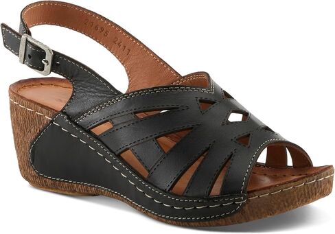 Spring Step Women's Cathy Buckle أسافين - جلدية متميزة ، تصميم لقطات ليزر ، رافعة قابلة للتعديل in Saudi Arabia
