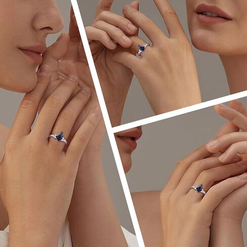 خواتم الأحجار الكريمة الطبيعية خواتم الخطبة الفضية للنساء للنساء Kite Cut Lazuli Wedding Rings LaziS Lazuli Promise Gift for Valentine's Day Size 5-9 in Kuwait