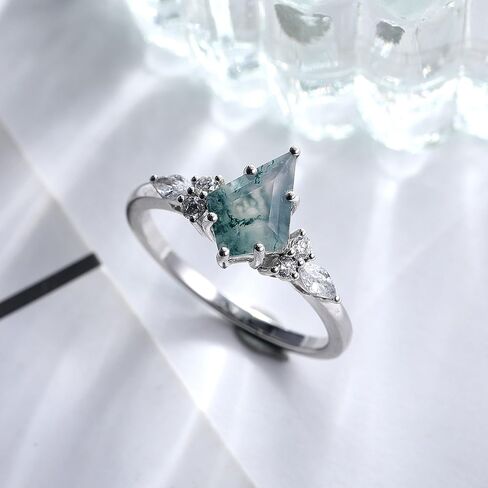 Natural Gemstone Rings Sterling Silver Engagement Rings for Women Kite Cut Lapis Lazuli Wedding Rings Lapis Lazuli Promise Ring Gift For Valentine's Day Size 5-9 in Kuwait