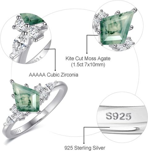 Natural Gemstone Rings Sterling Silver Engagement Rings for Women Kite Cut Lapis Lazuli Wedding Rings Lapis Lazuli Promise Ring Gift For Valentine's Day Size 5-9 in Kuwait