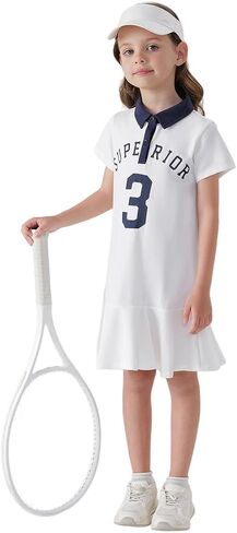 marc & janie Girls Sleeveless Tennis Dress Athletic Cooling Quick-Dry V Neck A-Line Golf Dresses 550803 in Saudi Arabia