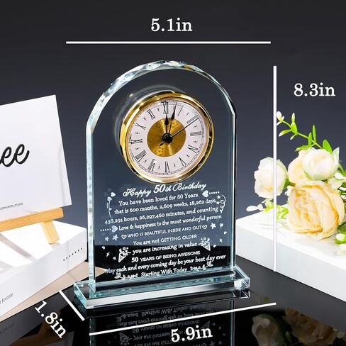 90th Birthday Clock Gifts for Women Men, Birthday Gifts Glass Clock Gifts for 90 Years Old (Battery not Included (90th Birthday) in Kuwait
