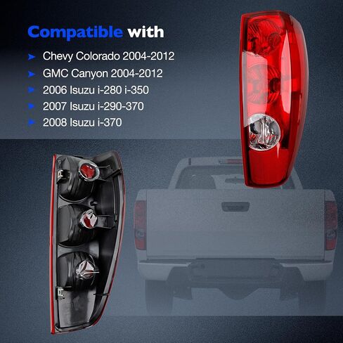 Brake Tail Lights Halogen Taillight Assembly Compatible with 2004-2012 Chevy Colorado GMC Canyon - Rear Lamps Replace for GM2800164 and GM2801164 w/o Bulbs - Driver and Passenger Side in Saudi Arabia