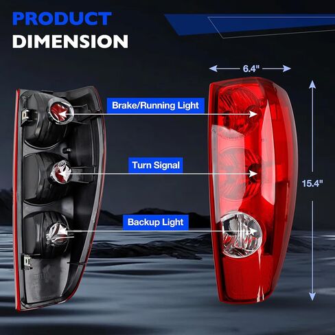 Brake Tail Lights Halogen Taillight Assembly Compatible with 2004-2012 Chevy Colorado GMC Canyon - Rear Lamps Replace for GM2800164 and GM2801164 w/o Bulbs - Driver and Passenger Side in Saudi Arabia