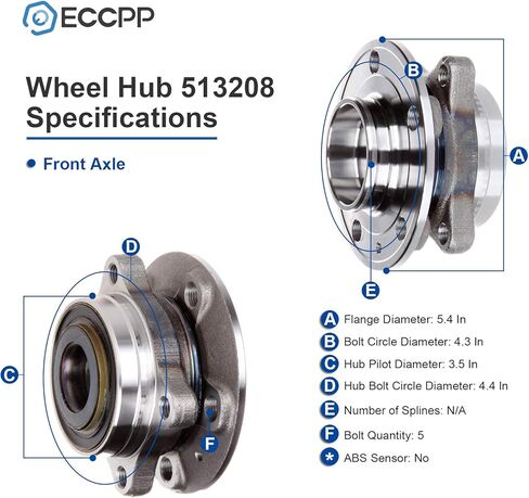 استبدال ECCPP لمحور محمل العجلة 513208 محور تجميع محور التجميع المحور الأمامي 5 العروات لفولفو XC90 2003 2004 2005 2006 2007 2008 2009 محمل المحور ومجموعة المحور in Saudi Arabia