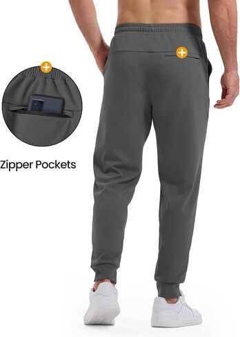 Rdruko Men's Joggers Pants with Zipper Pockets Stretch Tapered Track Pants Athletic Casual Sweatpants for Gym Running in Saudi Arabia