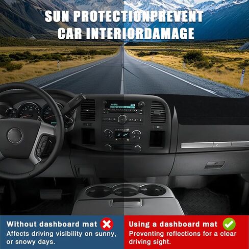 غلاف Dash Cover مناسب ل Chevy Chevrolet Silverado 1500 LT / WT 2007-2013 2500 HD / 3500 HD 2007-2013 ، GMC Sierra 2007-2013. in Saudi Arabia