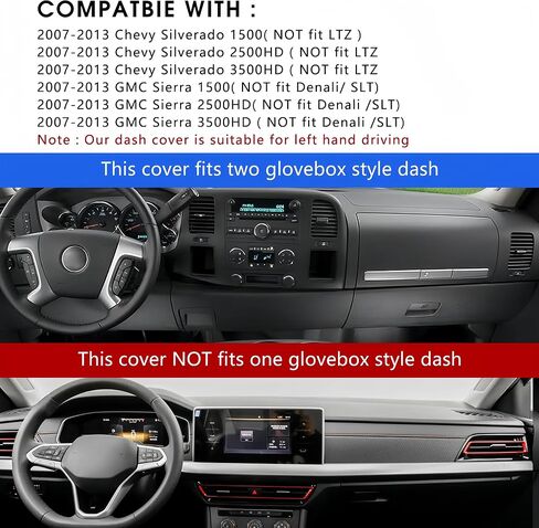 غلاف Dash Cover مناسب ل Chevy Chevrolet Silverado 1500 LT / WT 2007-2013 2500 HD / 3500 HD 2007-2013 ، GMC Sierra 2007-2013. in Saudi Arabia