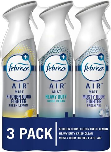 Febreze Air Freshener Spray, Odor-Fighting Room Spray, Heavy Duty Bundle, Heavy Duty Kitchen, Heavy Duty Crisp Clean, Musty Odor Fighter Scent Mix, 8.8oz, 3 Count in Saudi Arabia