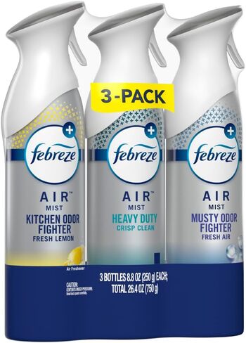 Febreze Air Freshener Spray, Odor-Fighting Room Spray, Heavy Duty Bundle, Heavy Duty Kitchen, Heavy Duty Crisp Clean, Musty Odor Fighter Scent Mix, 8.8oz, 3 Count in Saudi Arabia