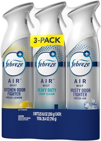 Febreze Air Freshener Spray, Odor-Fighting Room Spray, Heavy Duty Bundle, Heavy Duty Kitchen, Heavy Duty Crisp Clean, Musty Odor Fighter Scent Mix, 8.8oz, 3 Count in Saudi Arabia
