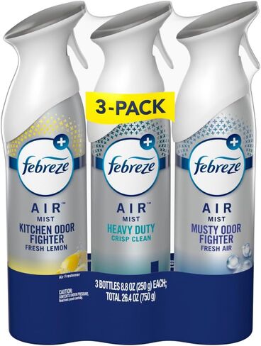 Febreze Air Freshener Spray, Odor-Fighting Room Spray, Heavy Duty Bundle, Heavy Duty Kitchen, Heavy Duty Crisp Clean, Musty Odor Fighter Scent Mix, 8.8oz, 3 Count in Saudi Arabia