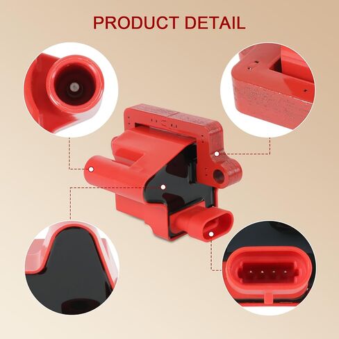 JDMSPEED 8 Round Red Ignition Coil Pack Compatible with 99-07 Chevrolet Express Silverado Tahoe/99-07 GMC Savana Yukon Sierra/04 Buick Rainier/02-06 Cadillac Escalade Replaces# UF262 D585 in Saudi Arabia
