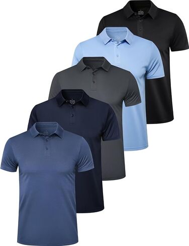 OYGSieg 5 Pack Mens Polo Shirt Short Sleeve Tactical Shirts Quick Dry Performance Golf Shirt Pique Jersey Outdoor Shirt in Kuwait