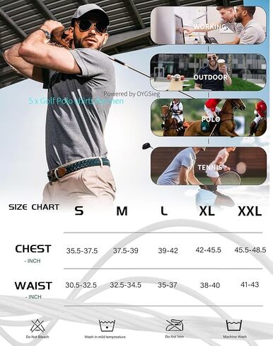 OYGSieg 5 Pack Mens Polo Shirt Short Sleeve Tactical Shirts Quick Dry Performance Golf Shirt Pique Jersey Outdoor Shirt in Kuwait