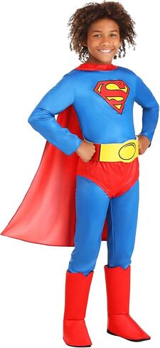 Kid's Classic Superman Costume for Boy's - Child DC Comic Superhero Suit with Cape, Briefs, Belt, & Boot Covers in Saudi Arabia