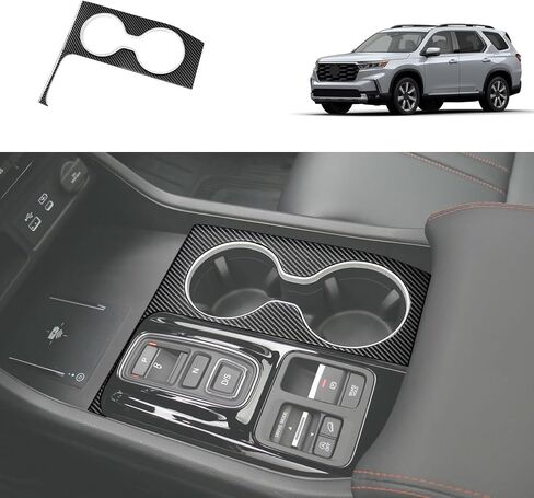 Car Accessories Compatible with Honda New Pilot 2023 2024 2025 2026 Center Console Cup Holder Cover Water Cup Holder Panel Trim 1PC(Carbon Fiber Style) in Saudi Arabia