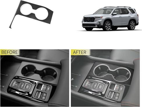 Car Accessories Compatible with Honda New Pilot 2023 2024 2025 2026 Center Console Cup Holder Cover Water Cup Holder Panel Trim 1PC(Carbon Fiber Style) in Saudi Arabia