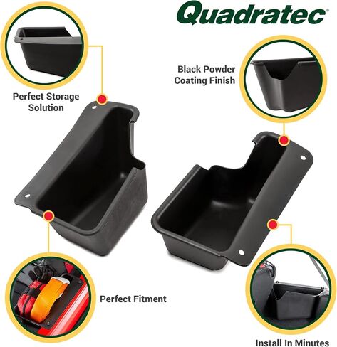 Quadratec Rear Wheel Well Storage Organizer Bin, 2-Piece Set for Left & Right Side - Fits Jeep Wrangler JL Unlimited 4-Door 2018-2022 - Interior Jeep Wrangler Accessories - Cargo Area Storage Box in Saudi Arabia