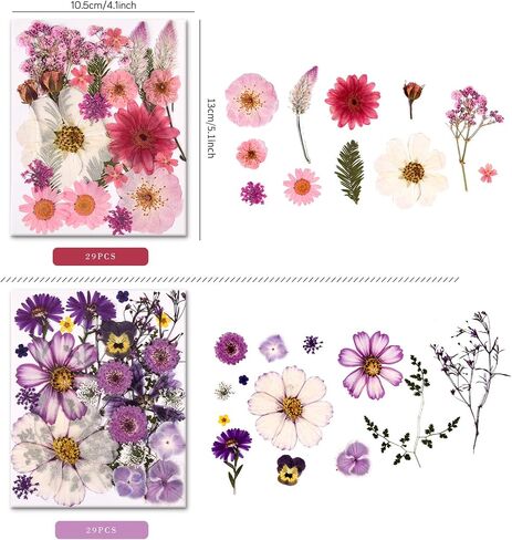 5 Packs of 140 Pressed Dried Flowers and Leaves Real Natural Dried Flowers with Tweezers for DIY Crafts, Resin Jewelry, Card Making, Soap, Candles, Nail Art, and Scrapbooking (5 Colors) in Saudi Arabia