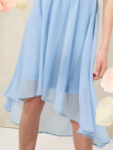 MCieloLuna Junior Girls Summer Dresses Boho Formal Party Gown Halter Neck Wedding Guest Bridesmaid Dress Knee Length in Kuwait