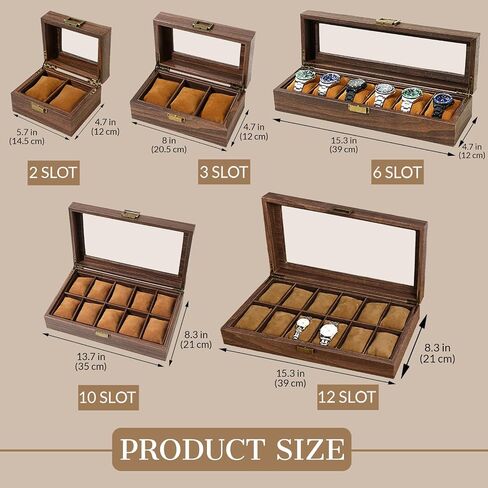 xrlsg Personalized Watch Box Custom Engraved Watch Storage Cases with Glass Lid PU Leather Watch Holder Organizer for Men Gift for Husband Boyfriend Dad in Kuwait
