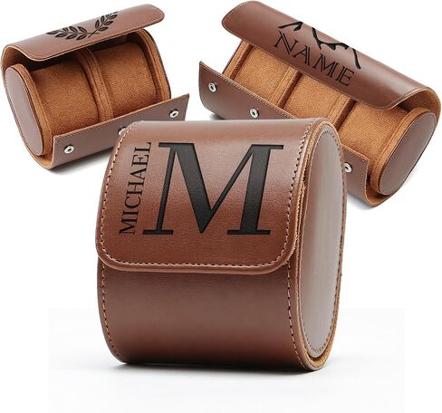 xrlsg Personalized Watch Box Custom Engraved Watch Storage Cases with Glass Lid PU Leather Watch Holder Organizer for Men Gift for Husband Boyfriend Dad in Kuwait
