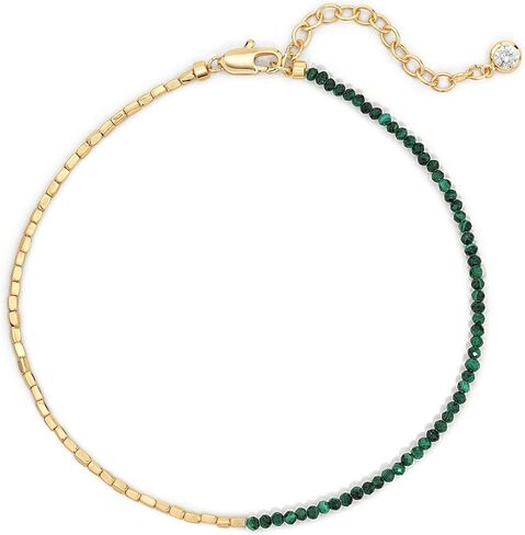 Osiana Gemstone Anklet للنساء ، 14K Gold Plated Half Beads Design Natural Stone Boho Jewely Mindmade Jewelry in Kuwait