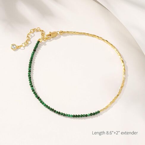 Osiana Gemstone Anklet للنساء ، 14K Gold Plated Half Beads Design Natural Stone Boho Jewely Mindmade Jewelry in Kuwait