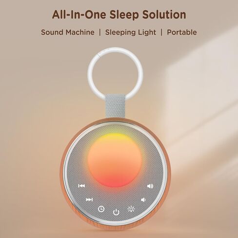 Peakeep Portable Sound Machine with Sleeping Light for Baby Adults, White Noise Rain Nature Fan 27 Sounds, 3 Dimmers Night Light, Travel Battery Machine 30 Volume Loud, 25 Hours Continuous Audio in Saudi Arabia