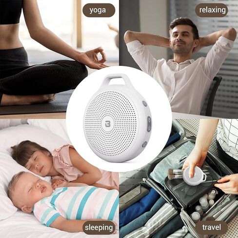 BGOVERSS White Noise Sound Machine, Portable Sound Machine for Baby Adult, 20 Soothing Natural Sounds with Noise Canceling for Office & Sleeping, Sound Therapy for Home, Travel, Registry Gift,White in Kuwait