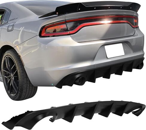 Ikon Motorsports ، نشر الشفاه الخلفية الصدف المتوافق مع 2015-2023 Dodge Charger Base & SXT ، ناشر المصد الخلفي غير اللامع الأسود PP in Kuwait