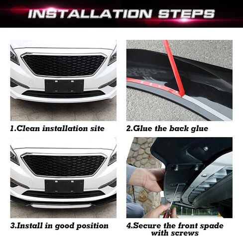 Xotic Tech Front Prity Lip Chin Spoiler SPOPTUSER SPOFUSER PROMFUSER PROMERTIDE مع ROD 10 "-13 -13" قابلة للتعديل متوافق مع Honda Accord Civic أو VW MK5 MK6 MK7 أو KIA OPTIMA ، أسود الكربون مع W WHITE in Saudi Arabia