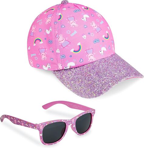 Peppa Pig Girls Summer Hat & Kids Sunglasses, Rainbow Unicorn Pink Baseball Cap & Sunglasses in Saudi Arabia