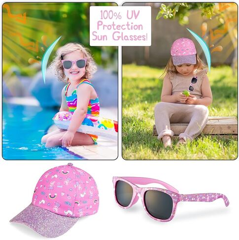Peppa Pig Girls Summer Hat & Kids Sunglasses, Rainbow Unicorn Pink Baseball Cap & Sunglasses in Saudi Arabia