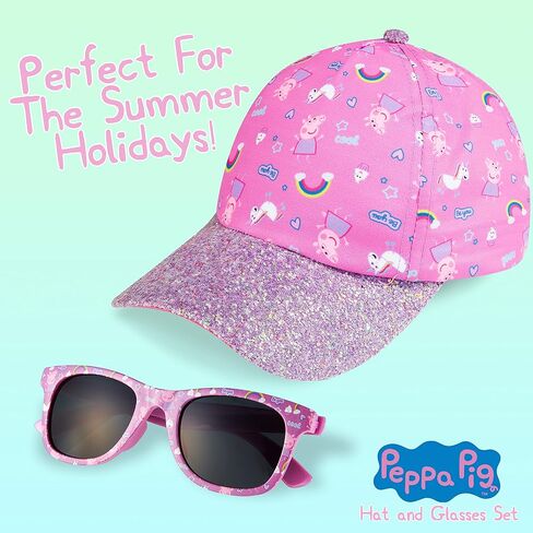 Peppa Pig Girls Summer Hat & Kids Sunglasses, Rainbow Unicorn Pink Baseball Cap & Sunglasses in Saudi Arabia
