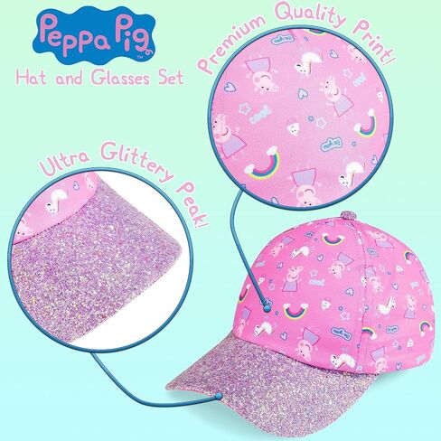 Peppa Pig Girls Summer Hat & Kids Sunglasses, Rainbow Unicorn Pink Baseball Cap & Sunglasses in Saudi Arabia