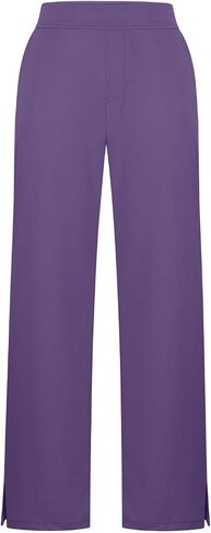 Women's Yoga Pants with Pockets Flare Leggings Split Hem Elastic Waist Solid Workout Casual Lightweight Trousers in Kuwait