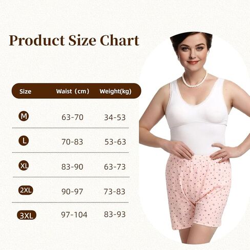 5pcs Women's Plus Size Cotton Boxer Briefs, Loose Soft Panties Shorts for Middle Elderly Ladies in Saudi Arabia