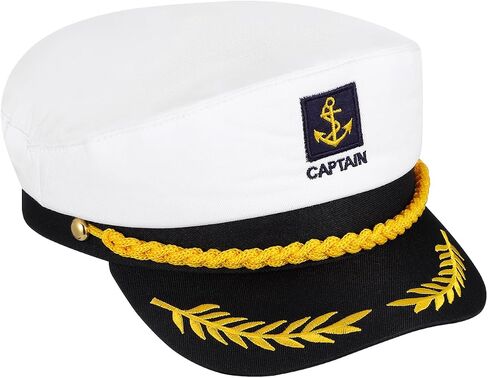 قبعة Safigle Captains للرجال - قبعة أزياء قارب اليخوت البالغة من أجل عيد الهالوين ، والاستكشاف ، والبحرية - ملحق أزياء البحرية القابلة للتعديل للرجال للرجال (أبيض in Saudi Arabia