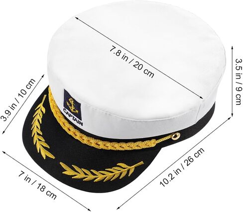قبعة Safigle Captains للرجال - قبعة أزياء قارب اليخوت البالغة من أجل عيد الهالوين ، والاستكشاف ، والبحرية - ملحق أزياء البحرية القابلة للتعديل للرجال للرجال (أبيض in Saudi Arabia